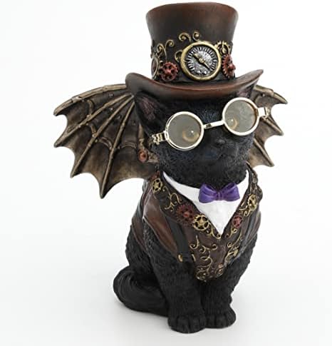 Veronese Design 5 1/4" Steampunk Victorian Inventor Top Hat Kitty Cat Resin Figurine Hand Painted Statue