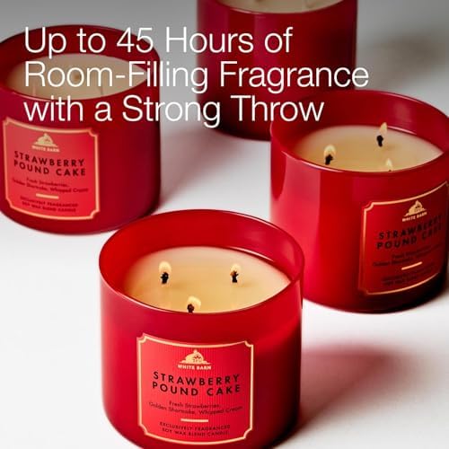 Bath & Body Works 3-Wick Candle, Strawberry Pound Cake, Soy Wax Blend
