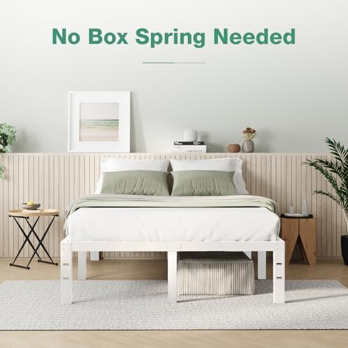 Novilla Queen Size Bed Frame, 12 Inch Metal Platform Bed Frame Queen Size with Storage Space Under Bed, Heavy Duty Steel Slat Support, Easy Assembly, No Box Spring Needed, White