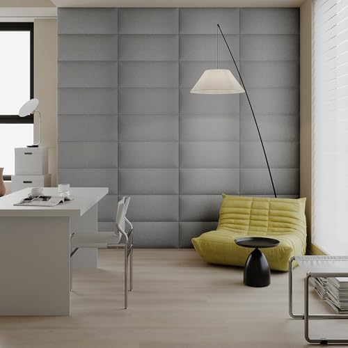 Minimalist Gray Removable Linen Headboard 24x12 Inch 6-Panel Kit - Lightweight Linen Panels for Queen Beds, Renters-Friendly Design