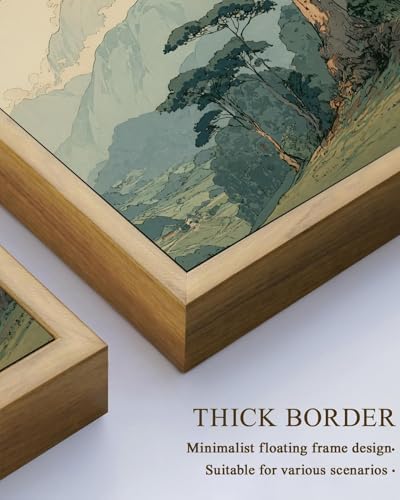 Framed Vintage Japanese Wall Art, Pine Tree Forest Canvas Print 16x24 Inch