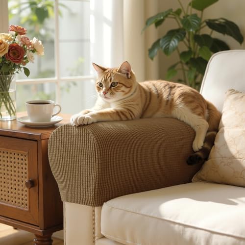 SUBRTEX Stretch Couch Arm Covers Set of 2, Non-Slip Sofa Armrest Slipcovers