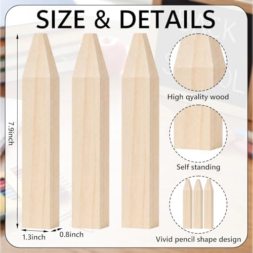 Jetec 5 Pack Giant Unfinished Wooden Pencil Cutouts, 7.9 Inch Blank Freestanding Wood Blocks to Paint, Classroom Table Name Sign Centerpieces Back to School DIY Craft Supplies Teacher Party Decor