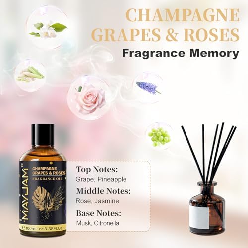 MAYJAM Champagne Grapes & Roses Fragrance Oil for Diffusers, 3.38FL.OZ
