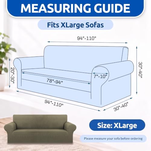 KEKUOU Stretch Oversized Couch Covers for Sofa Slipcover,Khaki
