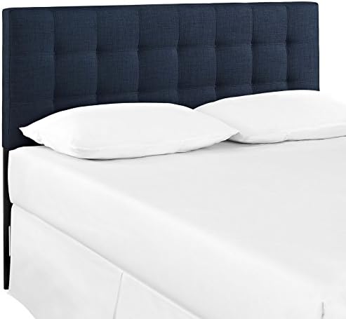 Modway Lily Tufted Linen Fabric Upholstered Queen Headboard in Navy