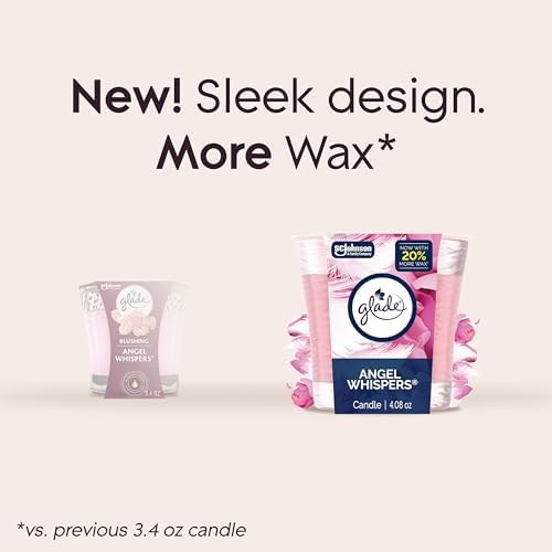 Glade 1-Wick Scented Candle Jar, Angel Whispers, Air Freshener Infused with Essential Oils, 4.08 Oz, 3 Count