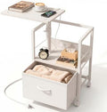 Faesun Night Stand with Charging Station & Swivel Top, White