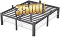 18 Inch Full Bed Frame with Rounded Corner and Headboard Hole Mattress Retainers 3500 LBS Metal Heavy Duty Steel Slats Support No Box Spring Needed Platform Noise Free Easy Assembly