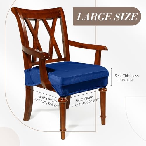Havawish Extra Wide Dining Chair Seat Covers, Federal Blue, Velvet, 1 Pcs