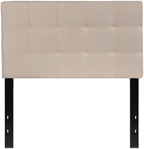 EMMA + OLIVER Size Headboard in Beige Twin Quilted Tufted Headboard