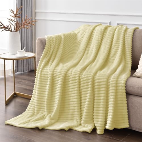BEDELITE Transparent Yellow Fleece Throw Blanket for Couch, 50x60 Inch