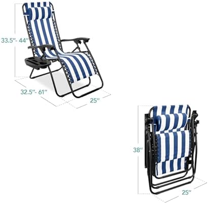 Best Choice Products Zero Gravity Chair Recliner Mediterranean Blue Striped
