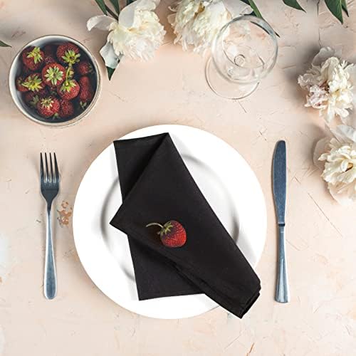 Ramanta Home Set of 12 Polyester Cloth Napkins 18x18 Inches, Black