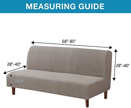 Flamingo P Stretch Armless Futon Cover - Full Queen Couch Slipcover, Sofa Bed Protector With Elastic Bottom - Soft Thick Jacquard, Taupe