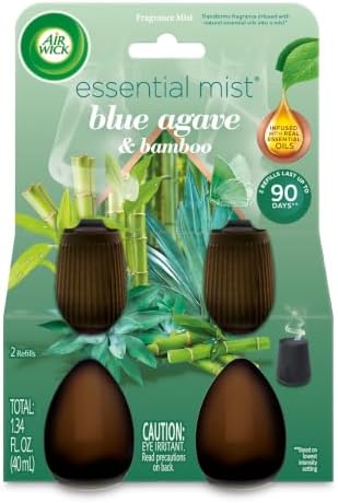 Air Wick Essential Mist Diffuser Oil Refill, Blue Agave & Bamboo, 2ct