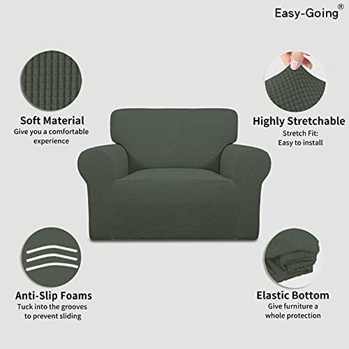 Easy-Going Stretch Oversized Chair Slipcover with Arm Washable Olive Green
