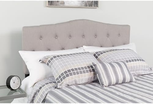 Flash Furniture Twin Tufted Fabric Headboard, Light Gray