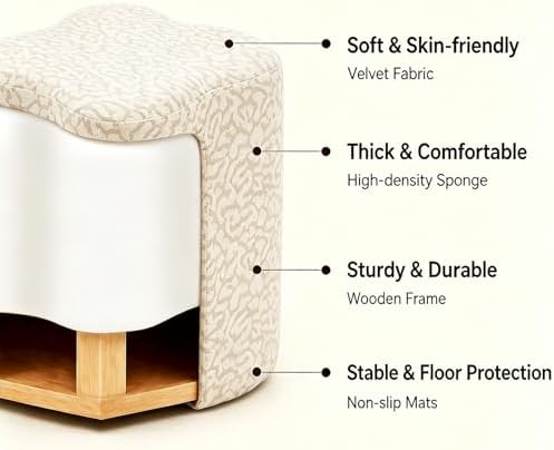Leopard Ottoman Foot Stool, 15.7" Velvet Accent Ottoman