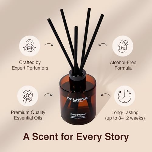 Frankincense Spice Scent Reed Diffusers for Home – Aroma Diffuser with Essential Oils, Formula – Long Lasting Scent for Bedroom, Living Room, Bathroom, or Office – 50ml