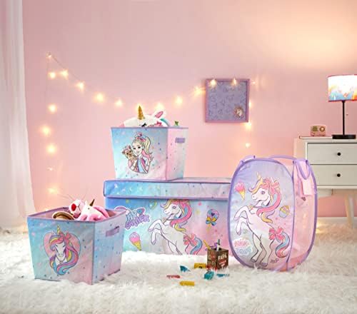 Idea Nuova JoJo Siwa Bow Unicorn Believe in Your Dreams Pop Up Hamper with Durable Carry Handles, 21'' H x 13.5'' W X 13.5'' L