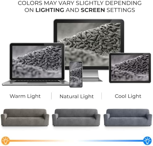 PAULATO Premium Stretch Couch Covers for Sofa - Sofa Chair Cover Washable, Dogs & Pets Friendly - Elastic Polyester Loveseat Slipcovers - Non-Slip Love Seat Couch Covers - Dark Grey (86"-120" Wide)