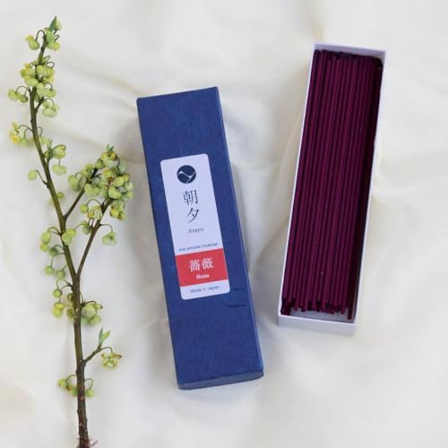 Asayu Japan Rose Incense Sticks, Low Smoke Japanese Incense, 20g