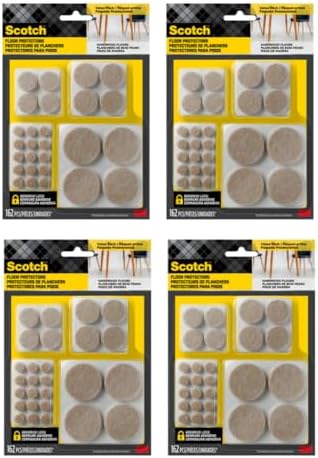 Scotch Felt Pads, Round, Assorted Sizes, Beige, 4 Pack (648 Pieces)