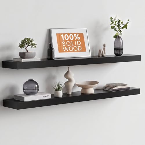 Homeforia 42 Inch Floating Shelves, High-End Solid Pine Wood, Set of 3