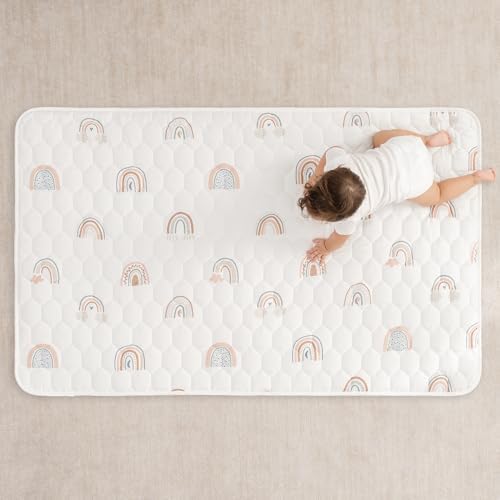 Comfy Cubs Rectangle Kids Play Mat Small 36x60in Baby Floor Mat - Rainbow
