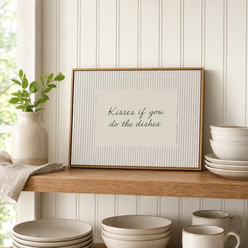 Kitchen Decor, Framed Wall Art, Kisses If You Do the Dishes Artwork 12x16in