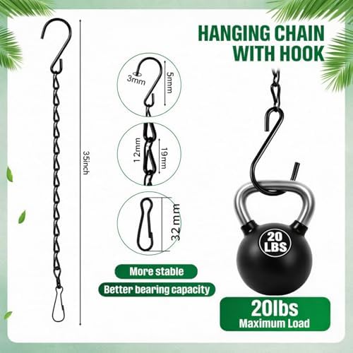 EBOOT 2 Pcs Hanging Chain for Bird Feeders Planters, 35 Inch, Black