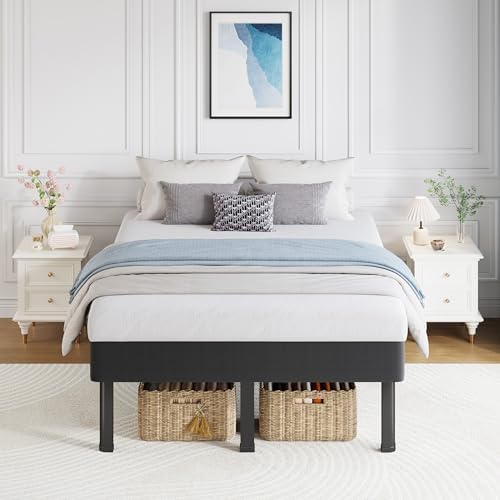 14" Queen All-in-One Box Spring, Metal Mattress Foundation with 9 Legs