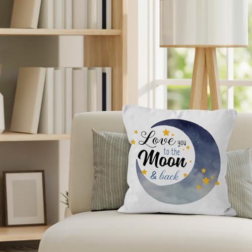 I Love You to The Moon and Back Throw Pillow Covers, Moon Pillow Covers, Love Decorative Pillow Covers for Kids Childs Room Decor, Gifts for Childs, Galaxy Stars Decor Pillow Covers 18x18