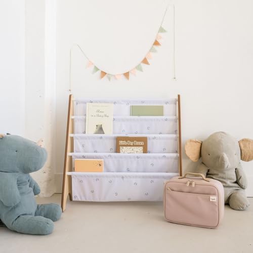 3 Sprouts Recycled Kids Bookshelf, Holds 35 Books, 4-Tier, Blueberry Mist
