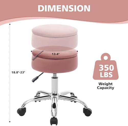 Adjustable Vanity Stool Storage Swivel Rolling Vanity Chair with Wheels