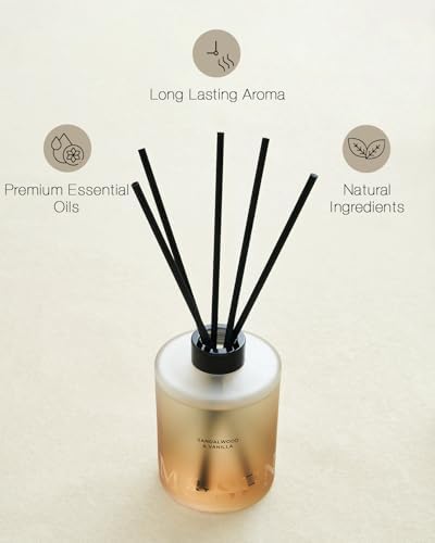 M&SENSE Reed Diffuser, Sandalwood Vanilla, 17 oz Natural Essential Oil