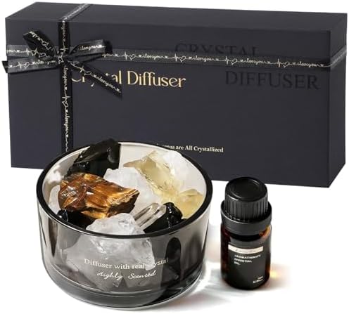 Crystal Stone Aroma Diffuser with Essential Oils for Home, Bathroom, Office, Home Decor & Fragrance 2 in 1, Chic Aromatherapy Gift Set (Freesia Scent)