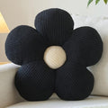 Flower Pillow, Decorative Throw Pillow for Couch, Cute Decor Pillows for Bed, Aesthetic Flower Shaped Pillow Fun Cushion (Black, 14.9 Inches)