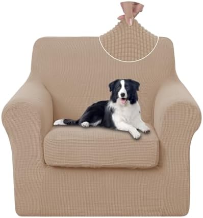 U-NICE HOME 2 Pieces Chair Covers Stretch Chair Slipcover, Camel