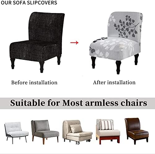 Eco-Ancheng Armless Chair Slipcover Removable Armless Accent Chairs Covers Washable Armless Slipper Chair Slipcover Printed Armless Chair Furniture Protector Covers for Living Dining Room Hotel