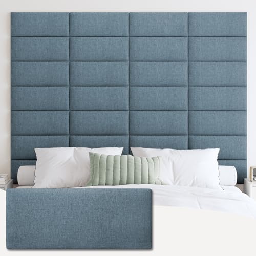 IFNOW Wall Mounted Headboard, Peel and Stick Panels, Dusty Blue, Queen