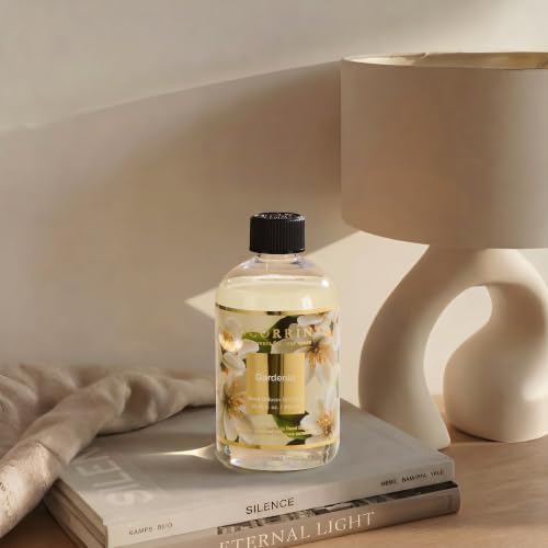Cocorrína Reed Diffuser Refill Gardenia 10.15oz (300ml) with 8 Sticks - Premium Long-Lasting Floral Essential Oil, Home Fragrance for Bedroom, Bathroom Home Decor