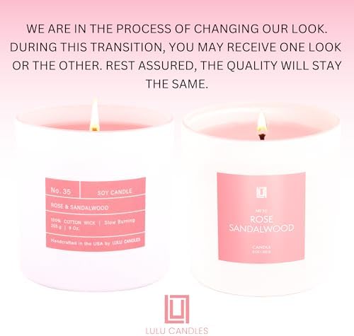 Lulu Candles | Rose & Sandalwood | Smells Floral & Woody | Luxury Scented Soy Jar Candle | Hand Poured in The USA | Highly Scented & Long Lasting (9 Oz. Limited Edition)