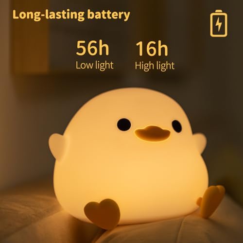 Cute Dodo Duck Night Light, LED Squishy Night Lamp, 2 Gears Dimmable Nursery Nightlight for Kids, Rechargeable Touch Lamp, Dorm Decor, Kids Funny Gifts (Dodo Duck)