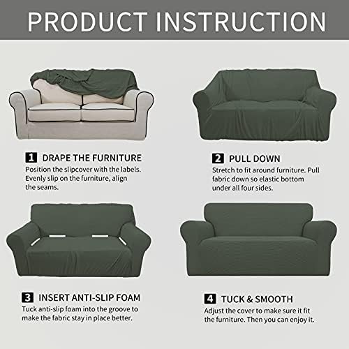 Easy-Going Stretch Oversized Loveseat Couch Covers Washable Olive Green