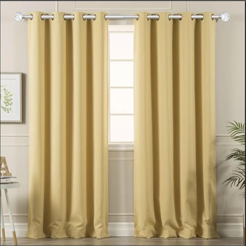 KAMANINA Silver Finials for 1 or 7/8 in Curtain Rod, Crystal Netted Texture