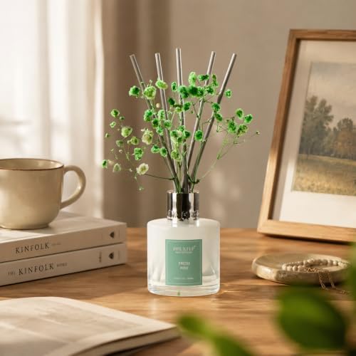 Airkeep Reed Diffuser Set,3.38 fl oz (100 ml) - Fresh Pine Oil Diffusers with 8 Reed Sticks, Home Fragrance Reed Diffuser for Bathroom Shelf Decor