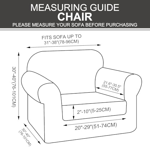 2 Pieces Stretch Chair Cover For Sofa Slipcover, 1 Seat, Olive Green
