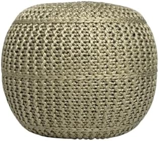 BIRDROCK HOME Round Pouf Ottoman Foot Rest, 18.5”x15”, Herbal Olive Green